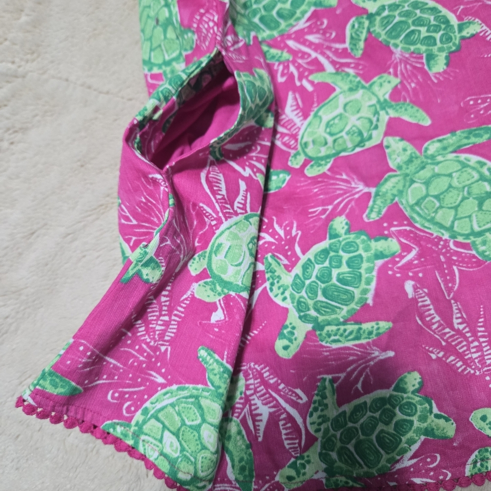 Tommy Bahama turtle shift dress with pockets girls pink & green, kids 10 - Picture 4 of 11